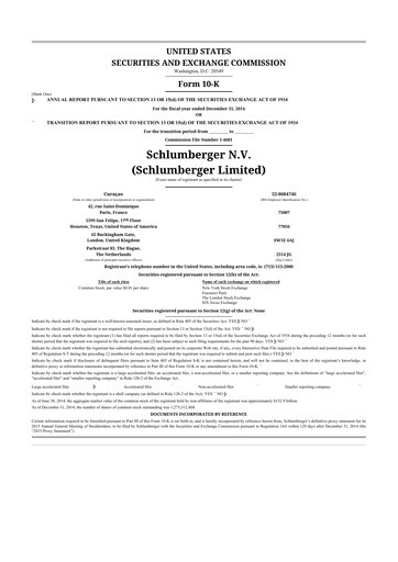 Thumbnail SLB (Schlumberger) 10-K Annual Report 2014