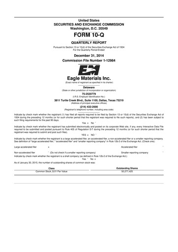 Thumbnail Eagle Materials
 10-Q Quarterly Report FY2015 