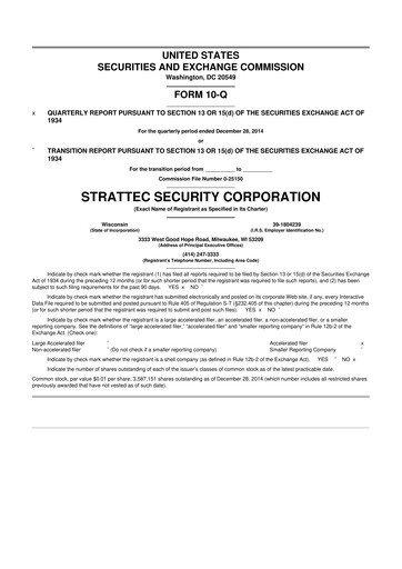 Vorschaubild Strattec Security 10-Q Quartalsbericht 2015 
