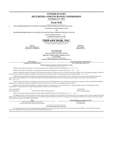 Thumbnail TripAdvisor 10-K Annual Report 2014