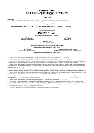 Thumbnail Intevac
 10-K Annual Report 2014