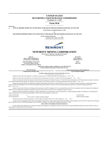 Thumbnail Newmont 10-K Annual Report 2014