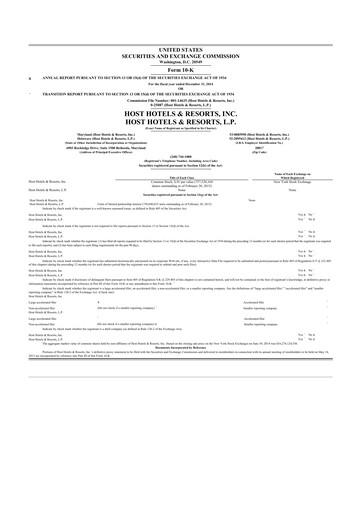 Thumbnail Host Hotels & Resorts
 10-K Annual Report 2014