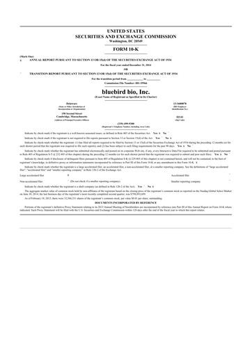 Thumbnail bluebird bio
 10-K Annual Report 2014