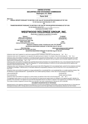 Vorschaubild Westwood Holdings Group 10-K Jahresbericht 2014