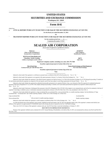 Thumbnail Sealed Air
 10-K Annual Report 2014