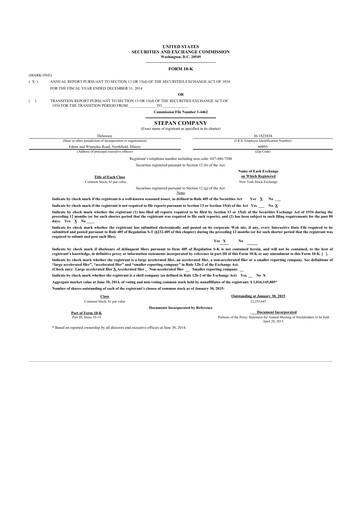 Thumbnail Stepan Company
 10-K Annual Report 2014