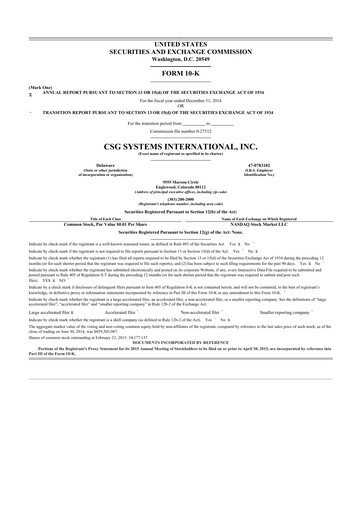 Thumbnail CSG International
 10-K Annual Report 2014