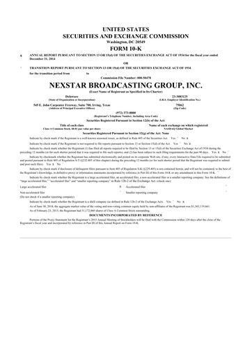 Thumbnail Nexstar Media Group
 10-K Annual Report 2014