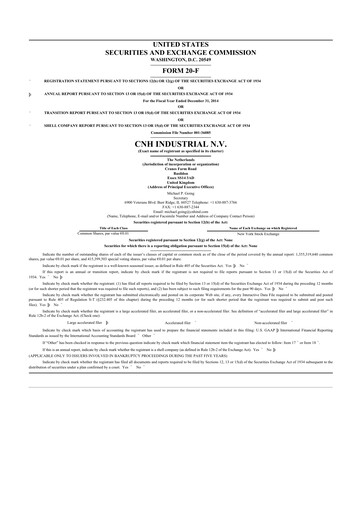 Thumbnail CNH Industrial
 20-F Annual Report 2014