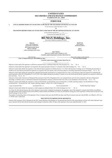 Thumbnail RE/MAX Holdings 10-K Annual Report 2014