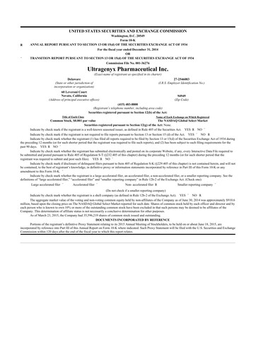 Thumbnail Ultragenyx Pharmaceutical 10-K Annual Report 2014