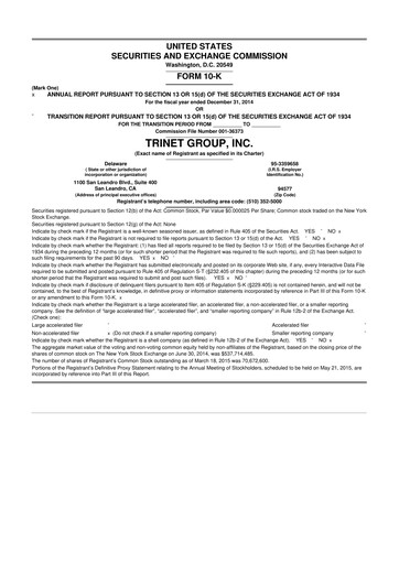 Miniature TriNet 10-K Rapport annuel 2014