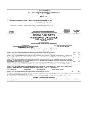 Thumbnail SAIC (Science Applications International Corp) 10-K Annual Report 2015