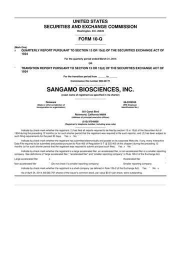 Thumbnail Sangamo Therapeutics
 10-Q Quarterly Report FY2015 