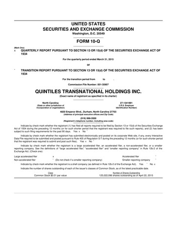 Vorschaubild IQVIA 10-Q Quartalsbericht 2015 