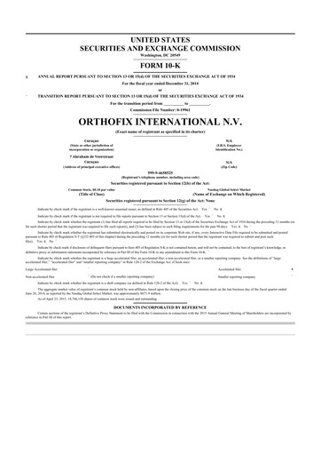 Thumbnail Orthofix Medical
 10-K Annual Report 2014