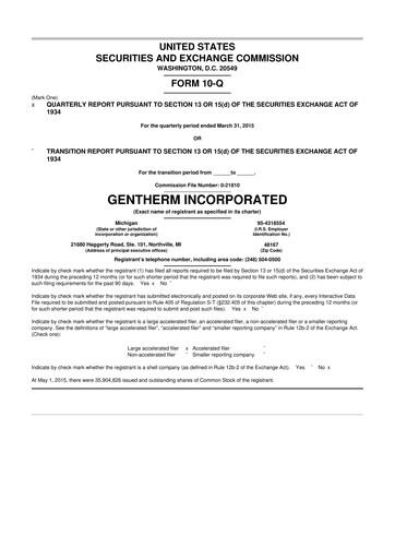 Thumbnail Gentherm 10-Q Quarterly Report FY2015 