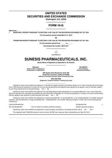 Vorschaubild Viracta Therapeutics 10-Q Quartalsbericht 2015 