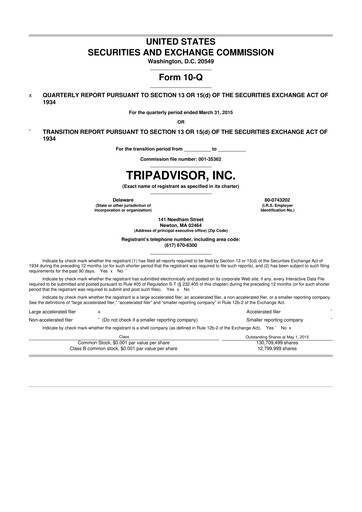 Miniature TripAdvisor 10-Q Rapport trimestriel 2015 