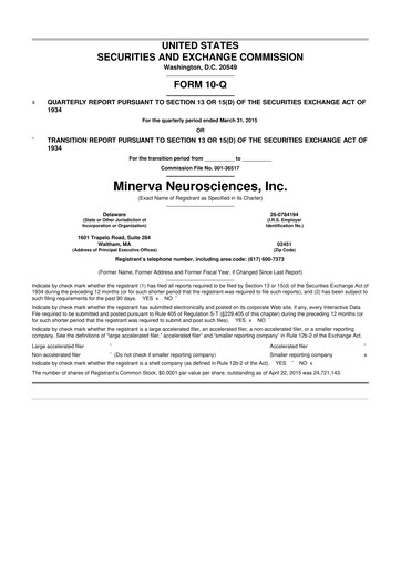 Thumbnail Minerva Neurosciences
 10-Q Quarterly Report FY 