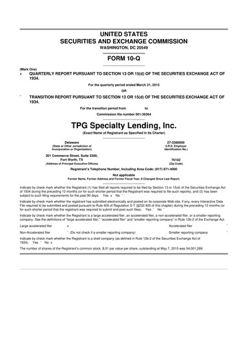 Thumbnail Sixth Street Specialty Lending 10-Q Quarterly Report FY 