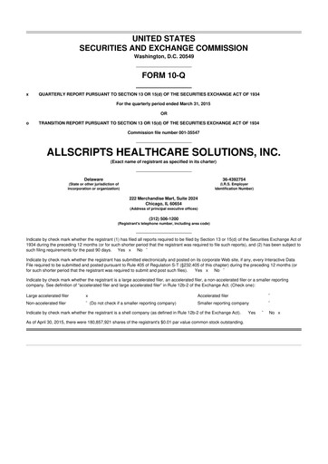 Thumbnail Veradigm 10-Q Quarterly Report FY2015 
