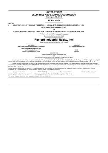 Thumbnail Rexford Industrial 10-Q Quarterly Report FY2015 