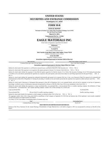 Thumbnail Eagle Materials
 10-K Annual Report 2015