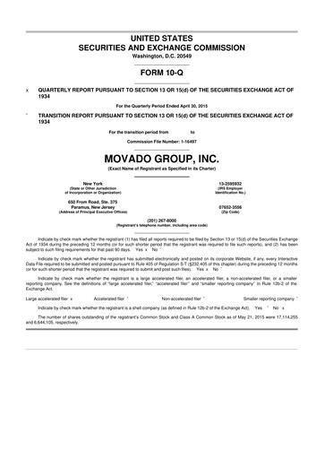 Vorschaubild Movado Group 10-Q Quartalsbericht 2015 