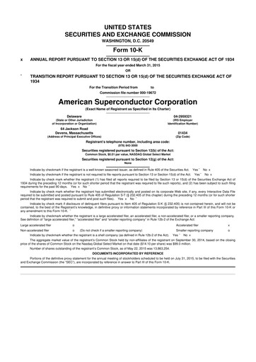 Thumbnail American Superconductor Corporation 10-K Annual Report 2014