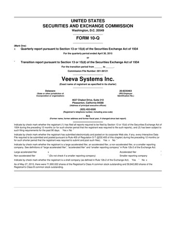 Vorschaubild Veeva Systems 10-Q Quartalsbericht 2016 