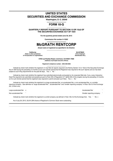 Miniature McGrath RentCorp
 10-Q Rapport trimestriel 2015 