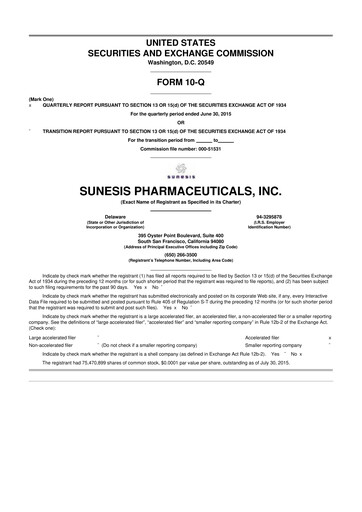 Vorschaubild Viracta Therapeutics 10-Q Quartalsbericht 2015 