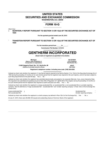 Thumbnail Gentherm 10-Q Quarterly Report FY2015 