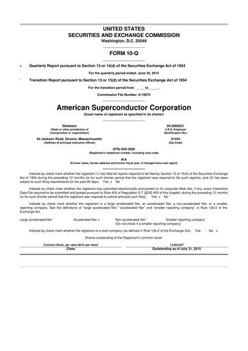 Thumbnail American Superconductor Corporation 10-Q Quarterly Report FY2015 