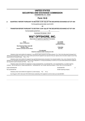 Thumbnail W&T Offshore 10-Q Quarterly Report FY2015 