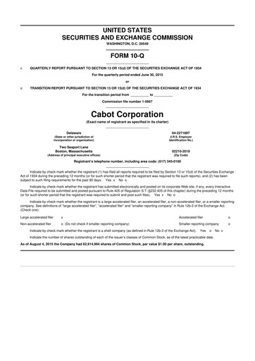 Thumbnail Cabot Corporation
 10-Q Quarterly Report FY2015 