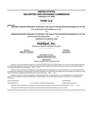 Thumbnail HubSpot 10-Q Quarterly Report FY2015 