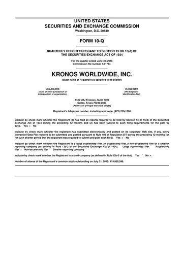Thumbnail Kronos Worldwide 10-Q Quarterly Report FY2015 