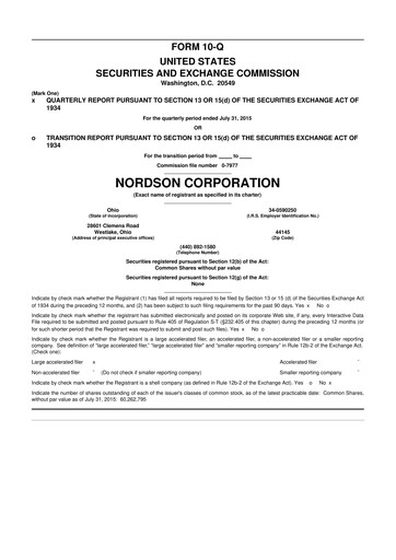 Thumbnail Nordson 10-Q Quarterly Report FY2015 