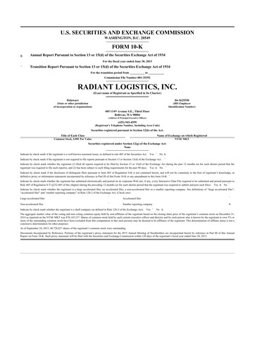 Thumbnail Radiant Logistics
 10-K Annual Report 
