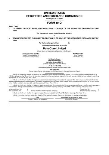 Thumbnail Novocure
 10-Q Quarterly Report FY2015 