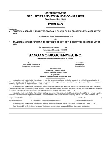 Thumbnail Sangamo Therapeutics
 10-Q Quarterly Report FY2015 