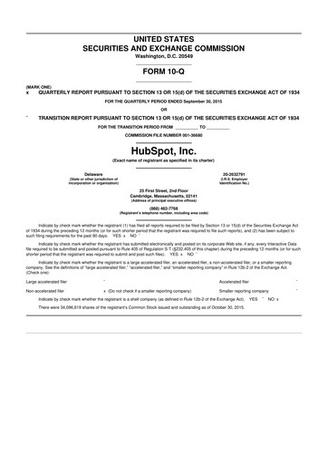 Thumbnail HubSpot 10-Q Quarterly Report FY2015 