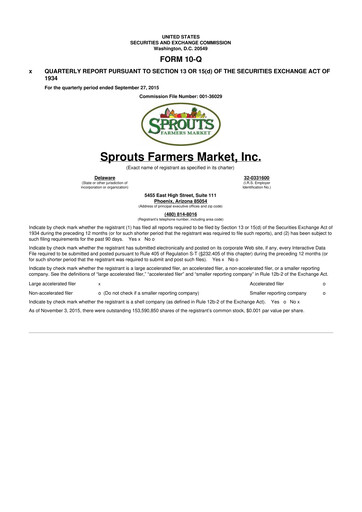 Thumbnail Sprouts Farmers Market 10-Q Quarterly Report FY2015 