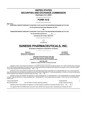 Vorschaubild Viracta Therapeutics 10-Q Quartalsbericht 2015 
