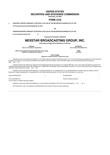 Thumbnail Nexstar Media Group
 10-Q Quarterly Report FY2015 