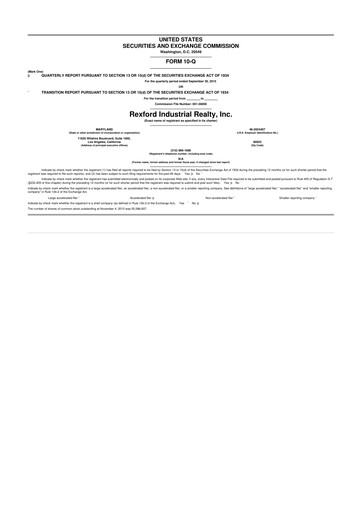 Thumbnail Rexford Industrial 10-Q Quarterly Report FY2015 