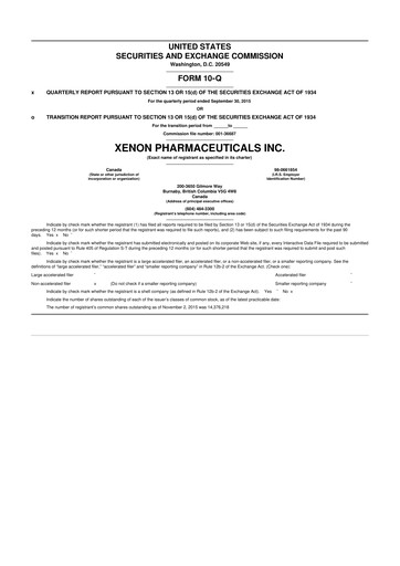 Thumbnail Xenon Pharmaceuticals 10-Q Quarterly Report FY 